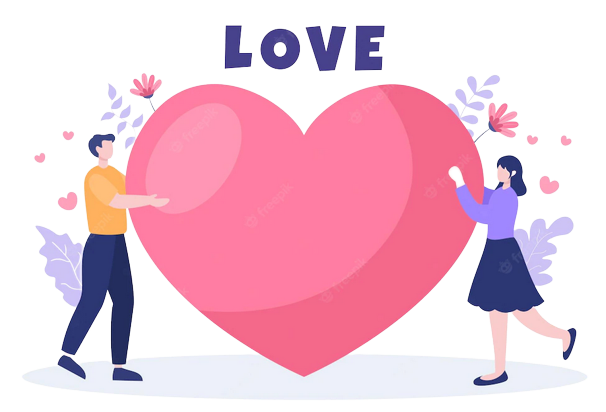 animated couple holding a love heart png